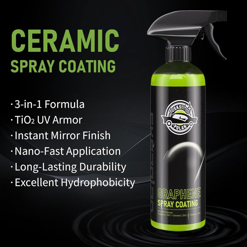 EKSPOLAN Graphene Spray Coating(16.9 Oz.) - UV Ceramic Coating for Cars -3-in-1Next Gen Car Wax Spray for Cars for Incredibly Slick, Glossy Finish- Waterless Wash & Wax (Green-500ml) - Image 4